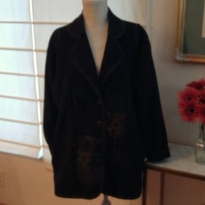 NWOT Black Boiled Wool Coat By Lynn Murray